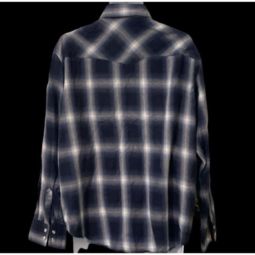 Cotton Rye Outfitters Snap Up Western Shirt Size XL Blue Plaid Long Sleeve - Picture 7 of 10
